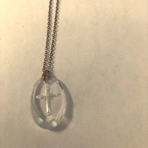 Vintage crystal cross,beautiful gold tone necklace